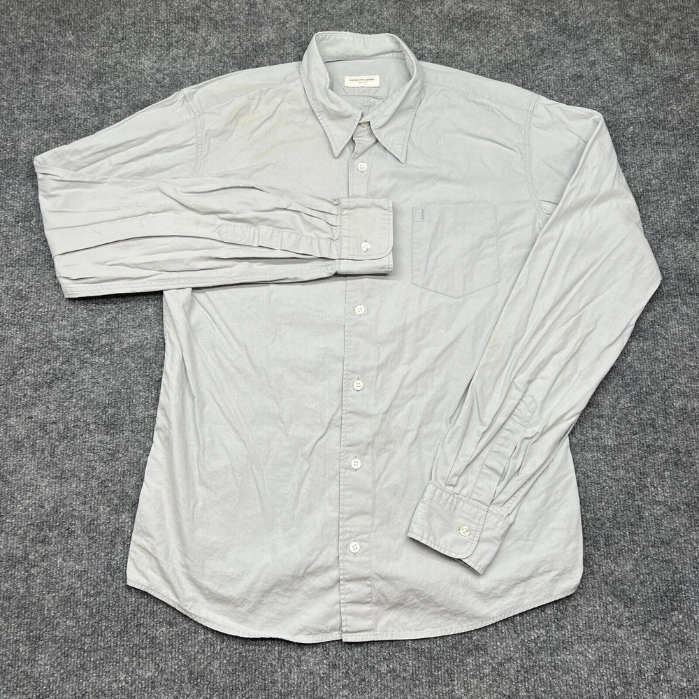 Dries Van Noten Shirt Men's Size EU 50- US 40 Grey Button Down Dress Solid
